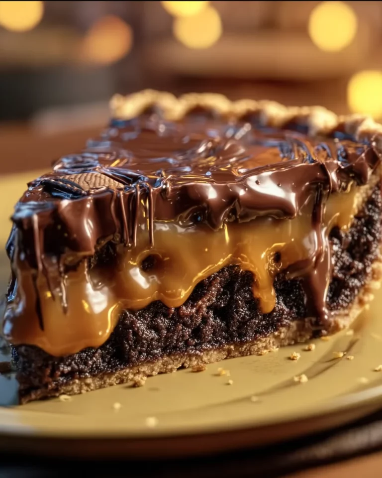 Rich and Gooey Caramel Brownie Pie