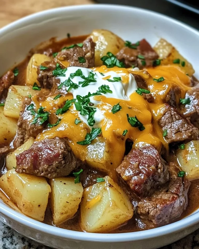 Crockpot Loaded Steak and Potato Bake