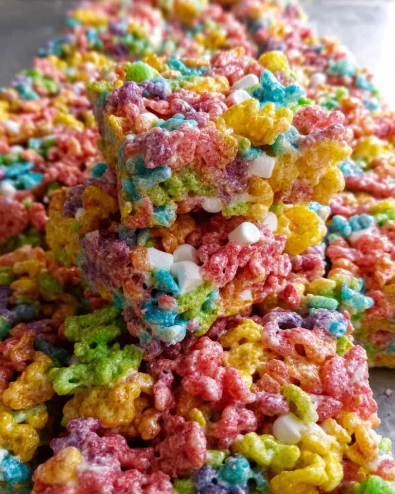 Fruity Pebbles Treats are the perfect quick dessert!