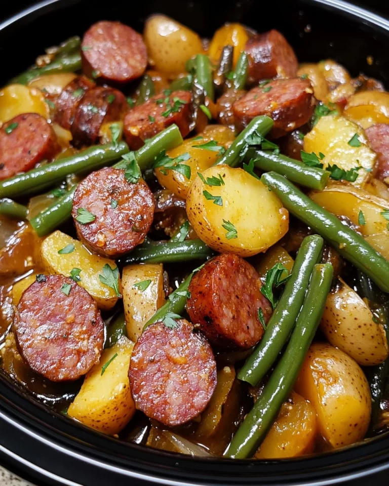 Crockpot Kielbasa and Green Beans