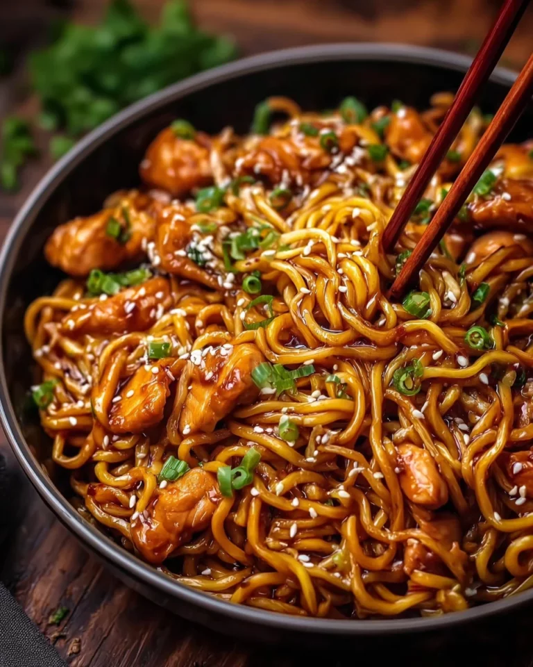 Sticky Garlic Chicken Noodles