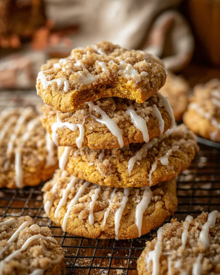 Pumpkin Streusel Crumble Cookies with Maple Glaze