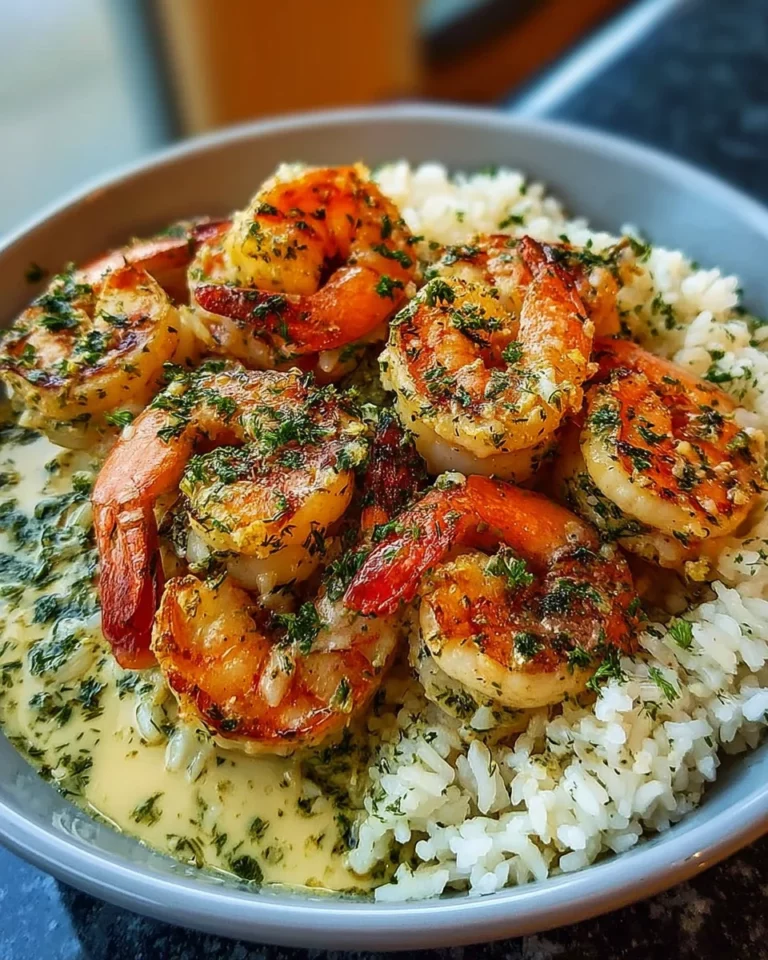 Creamy Garlic Butter Shrimp Bowl with Herb Rice