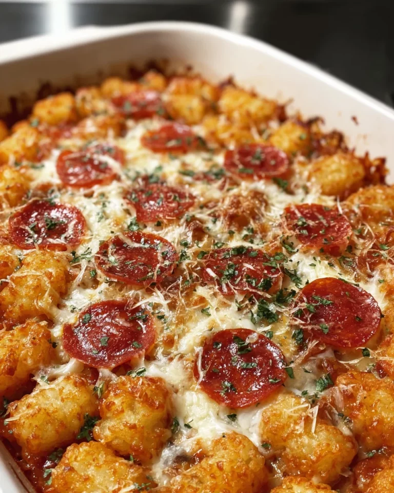 Pepperoni Pizza Tater Tot Casserole