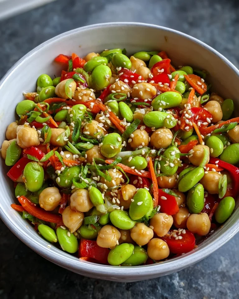 Chickpea Edamame Salad with Ginger Sesame Vinaigrette
