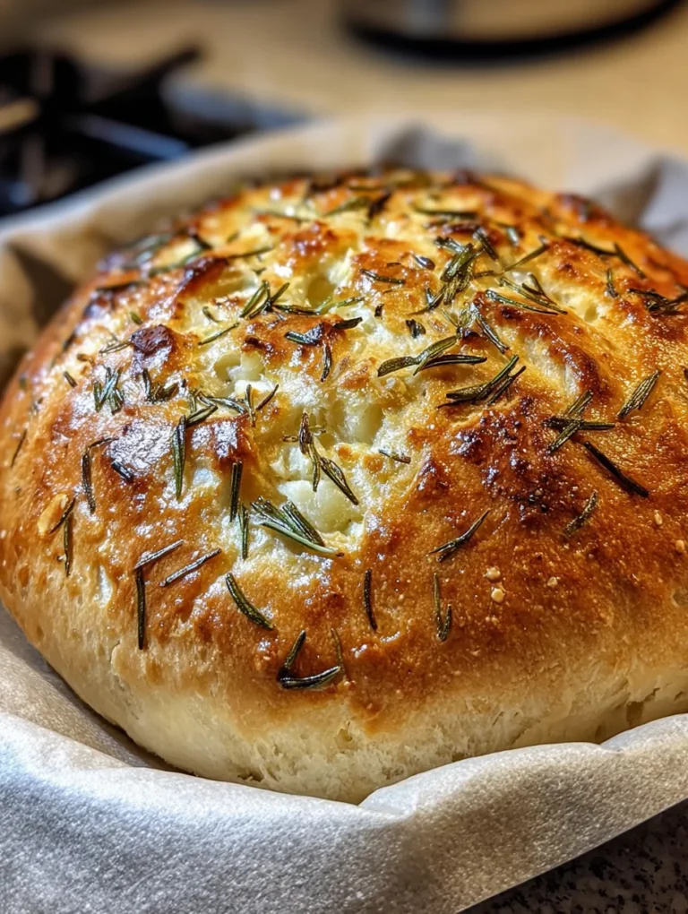 Rustic No-Knead Rosemary Garlic Bread
