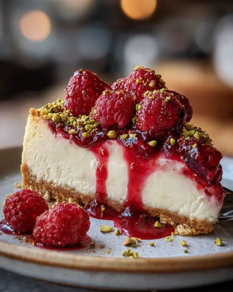 RASPBERRY PISTACHIO CHEESECAKE
