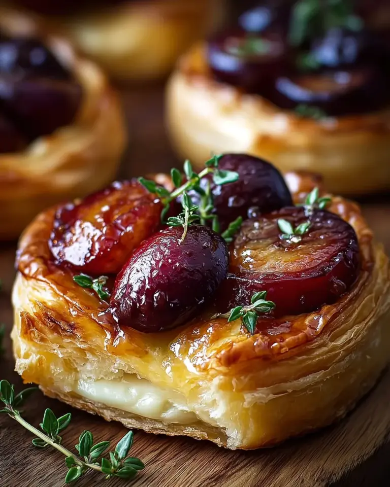 Baked Brie in Puff Pastry with Roasted Plums and Thyme