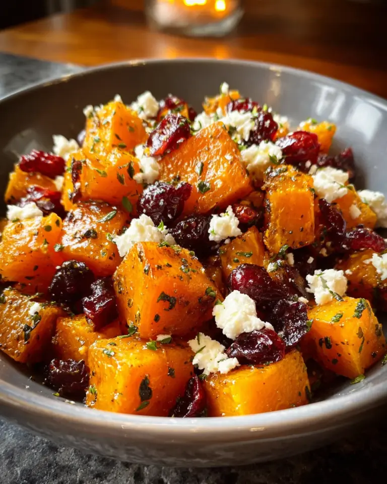 Roasted Butternut Squash with Cranberries and Feta Bliss