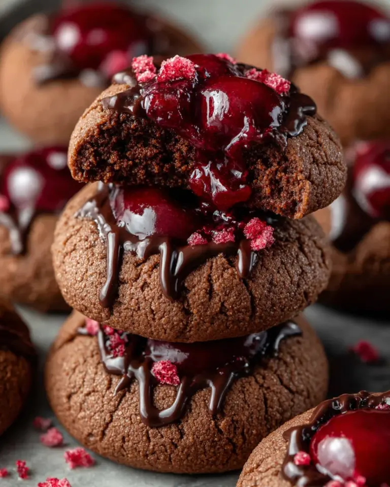 Chocolate Cherry Thumbprint Cookies