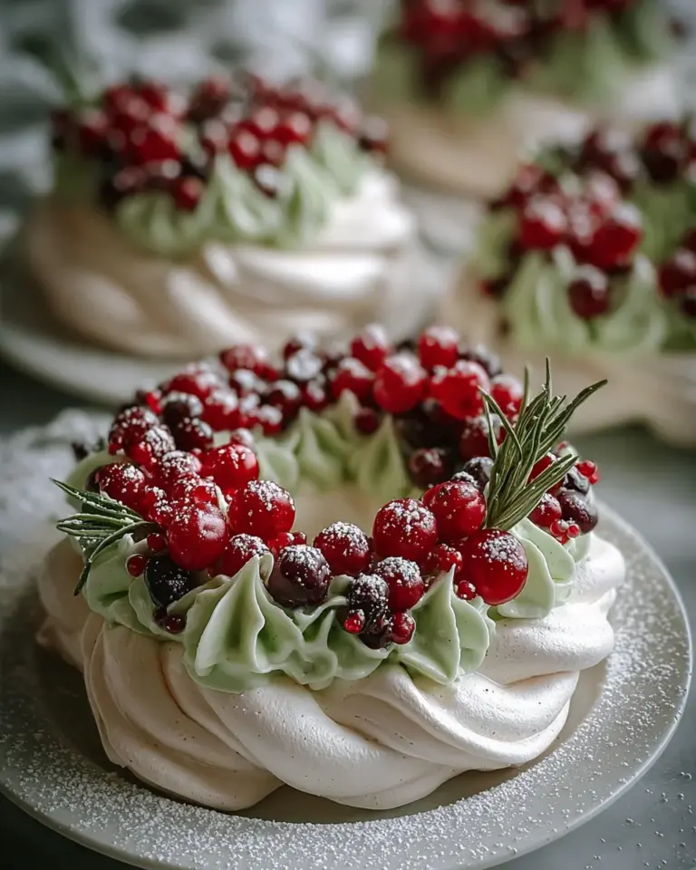 Holiday Wreath Meringues with Berries & Cream