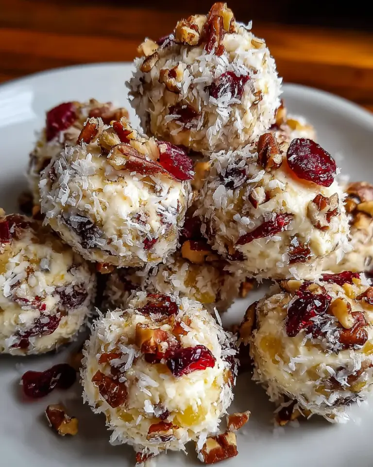 Mini Pineapple Cranberry Cheese Balls with Pecans