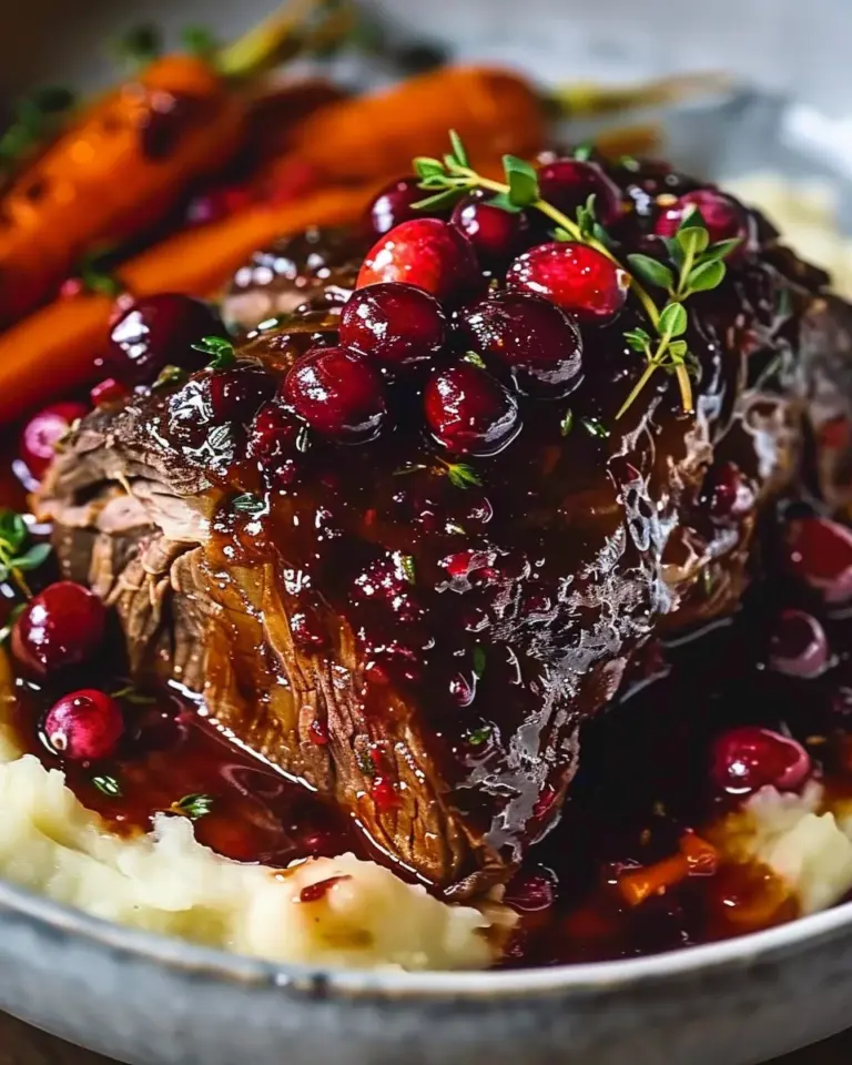 Slow-Braised Beef Roast with Cranberry Balsamic Glaze