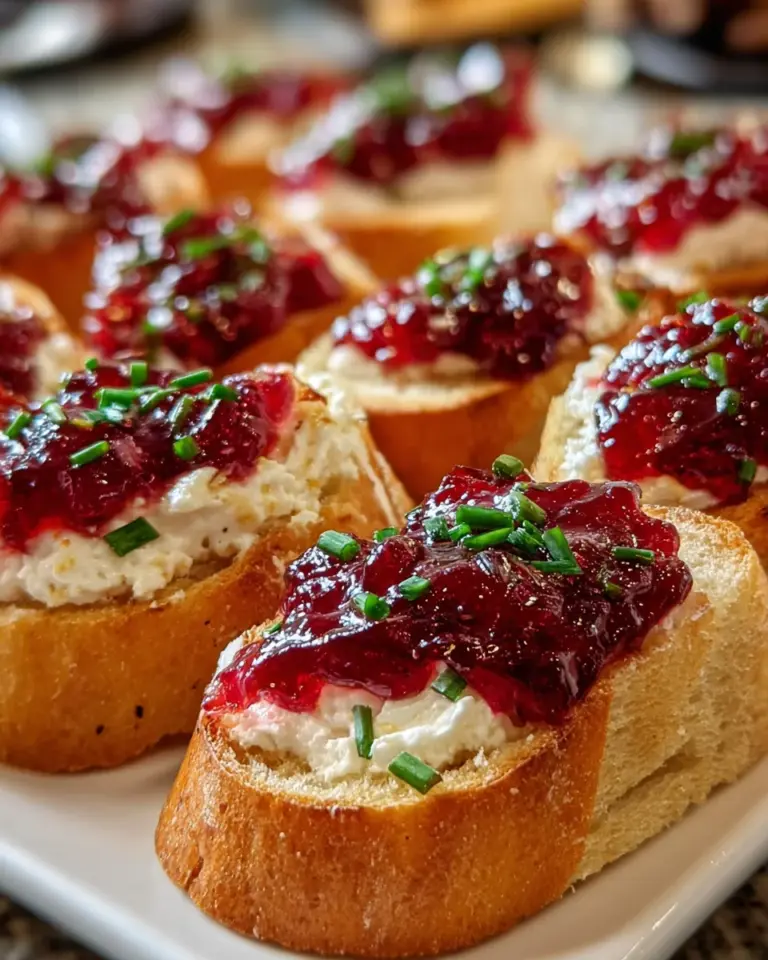 Festive Cranberry Pepper Jelly Cream Cheese Bruschetta