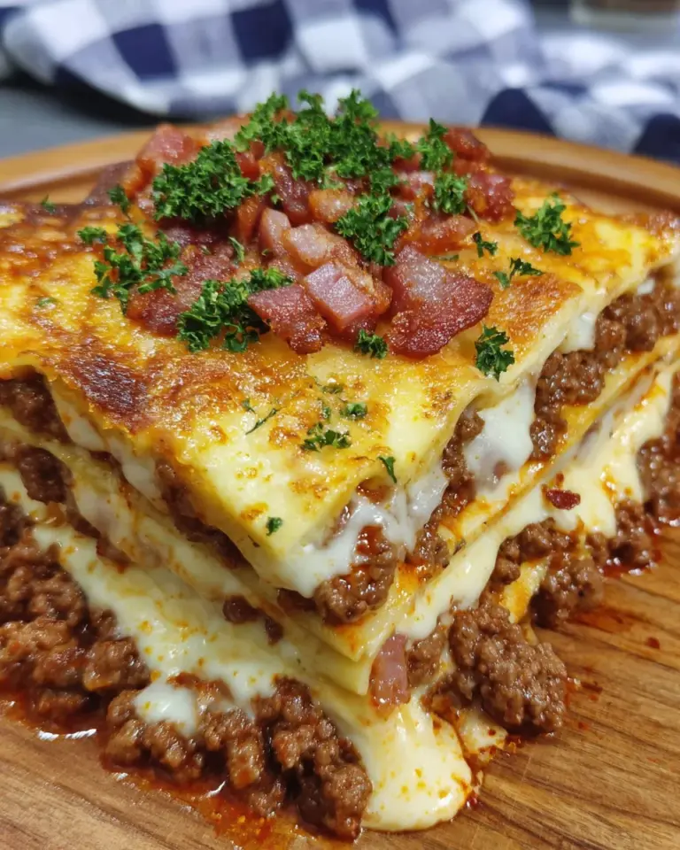 Parmesan Garlic Bacon Cheeseburger Lasagna
