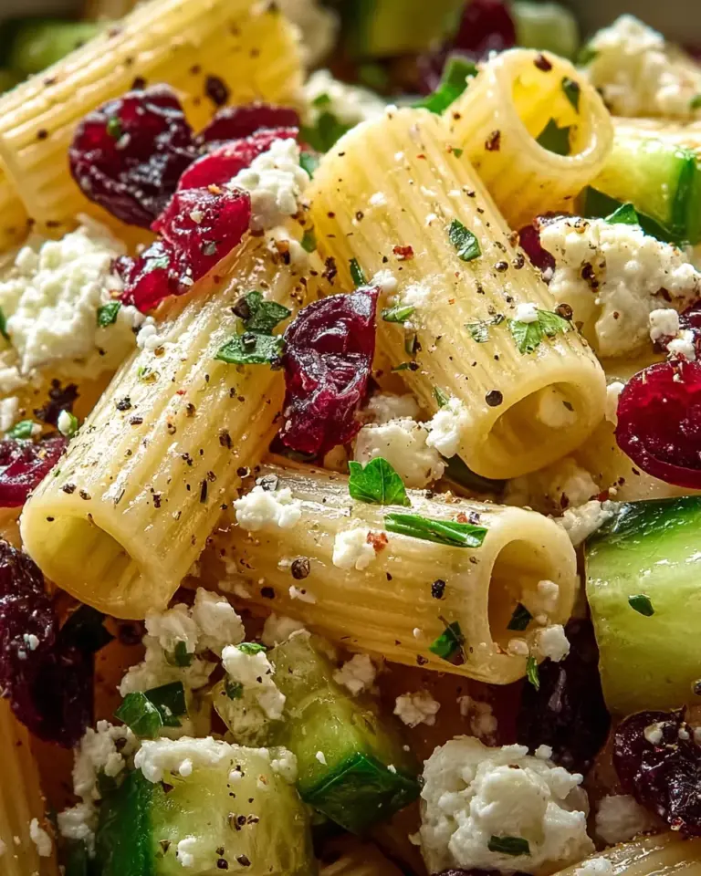 Feta & Cranberry Rigatoni Salad with Lemon Vinaigrette