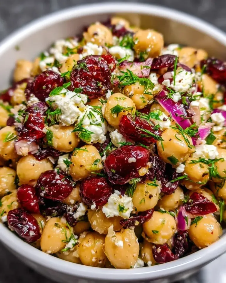 Feta and Cranberry Chickpea Salad with Lemon Vinaigrette