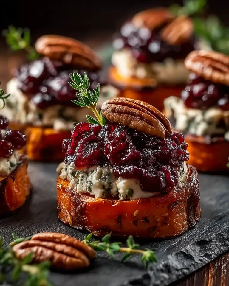 Sweet Potato Rounds with Brie Cranberry and Pecans