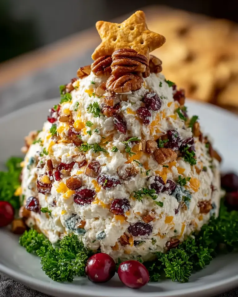 Christmas Cranberry Pecan Cheese Ball Tree