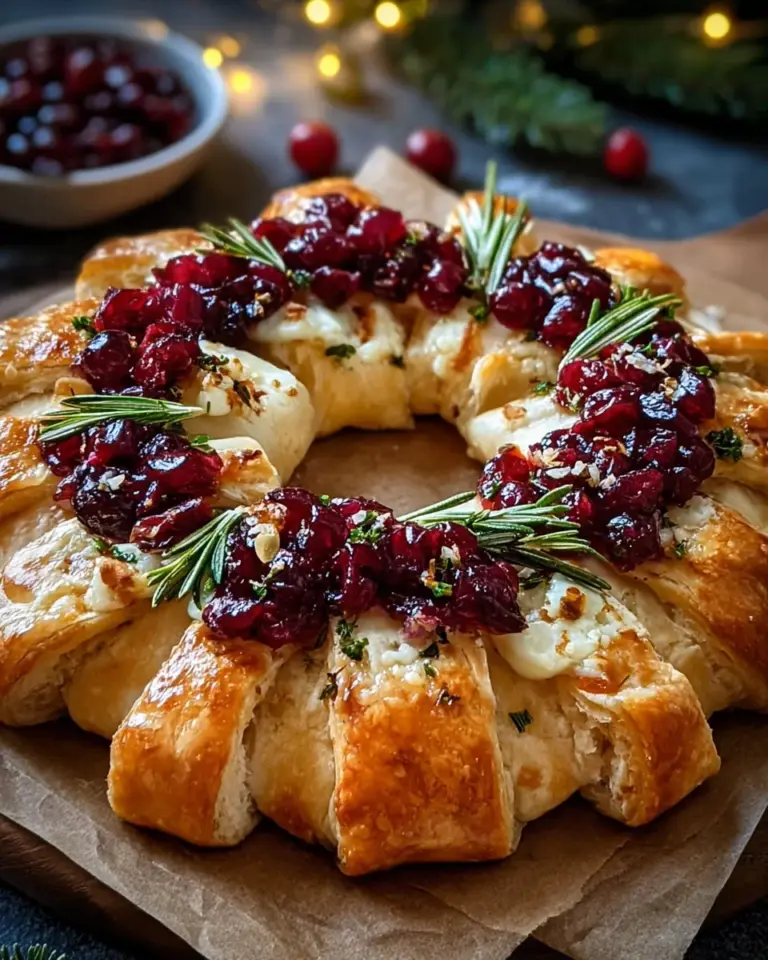 Brie Cheese and Cranberry Christmas Wreath