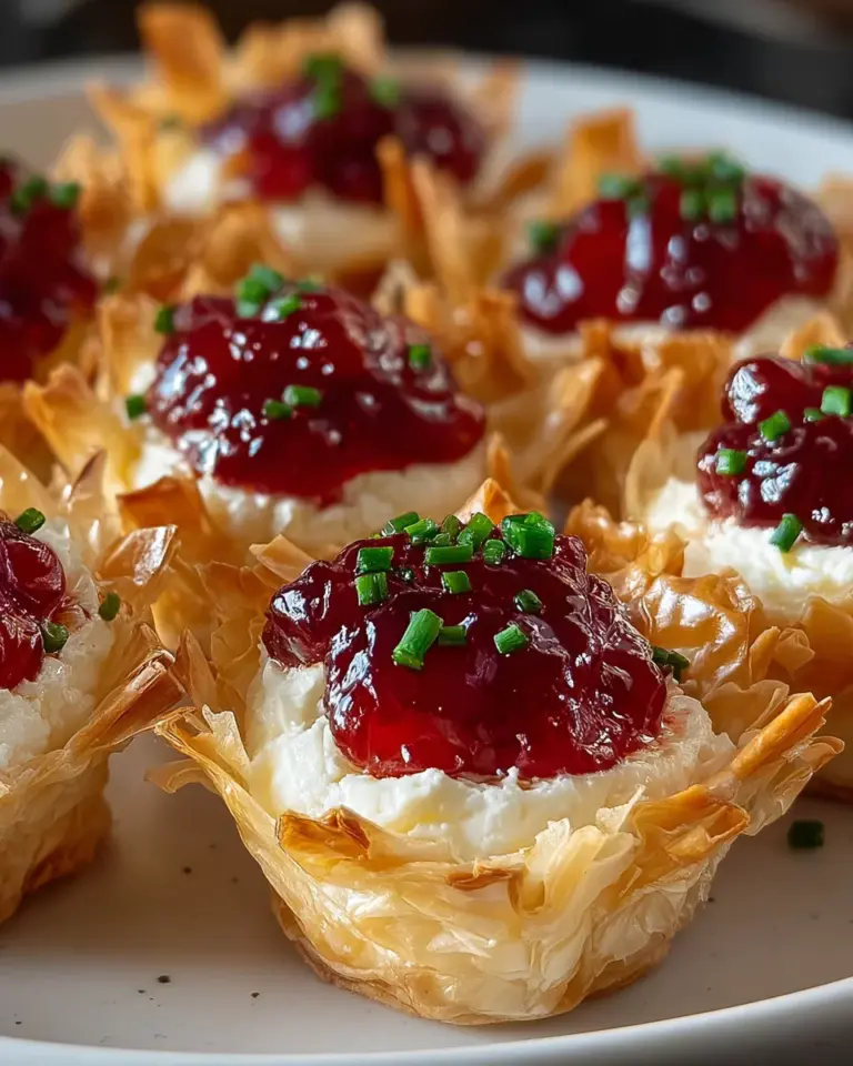 Cranberry Pepper Jelly Cream Cheese Phyllo Cups