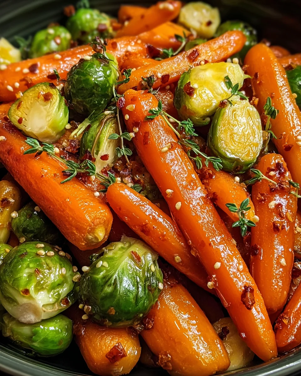 Slow-Cooker Maple Glazed Carrots and Brussels Sprouts - Crisp Tastes