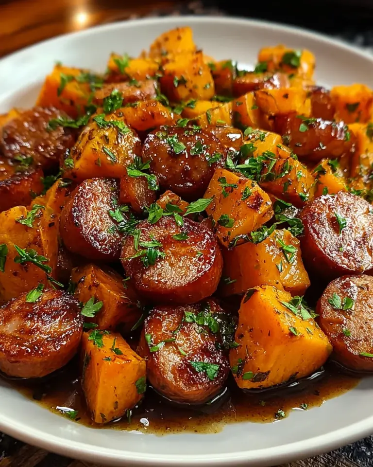 Sausage and Sweet Potatoes with Honey Garlic Sauce