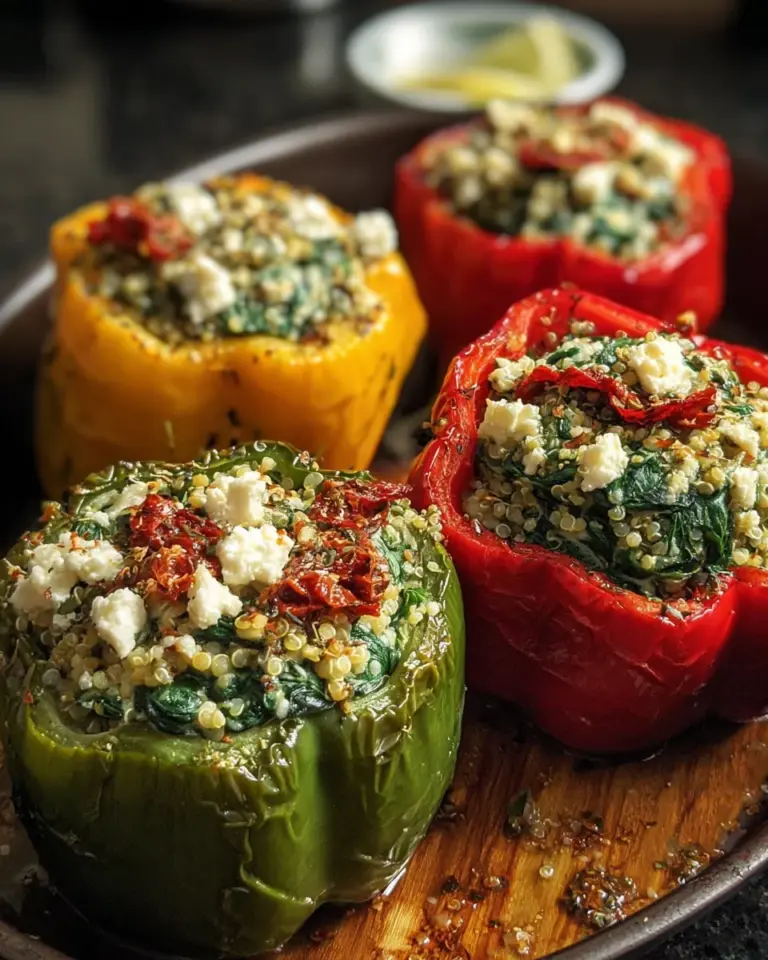 Mediterranean Spinach Feta Stuffed Peppers Delight You!