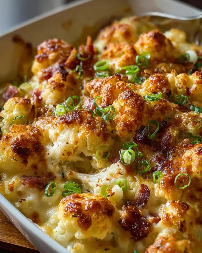 Caramelized Onion & Bacon Cauliflower Cheese Bake