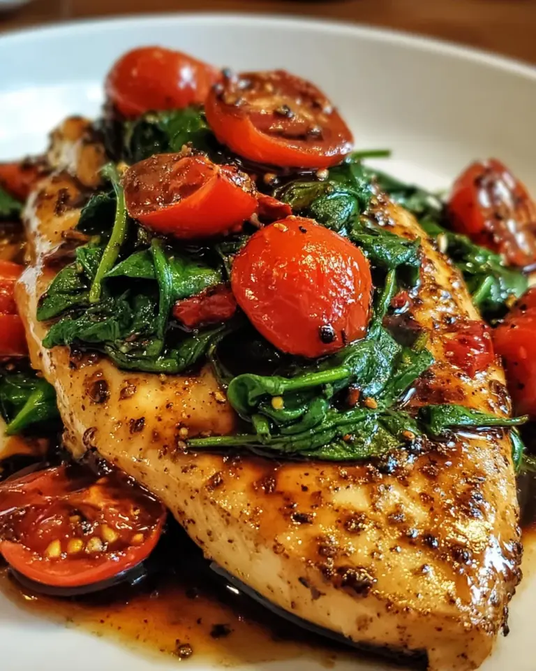 Balsamic Chicken Breast with Spinach and Tomatoes