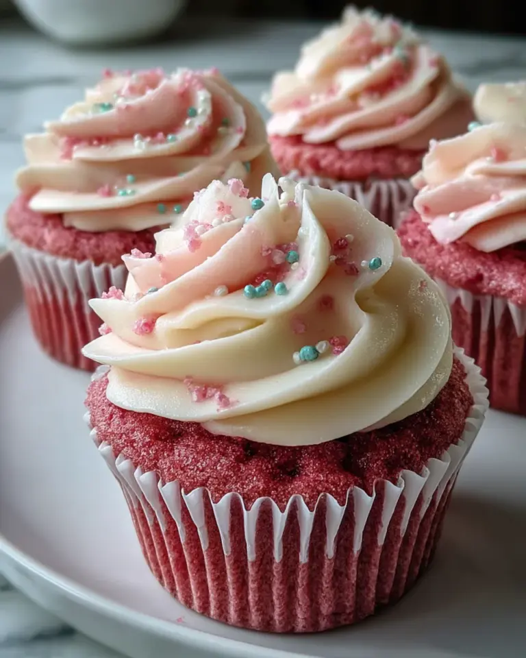 Pink Velvet Cupcakes with Vanilla Buttercream