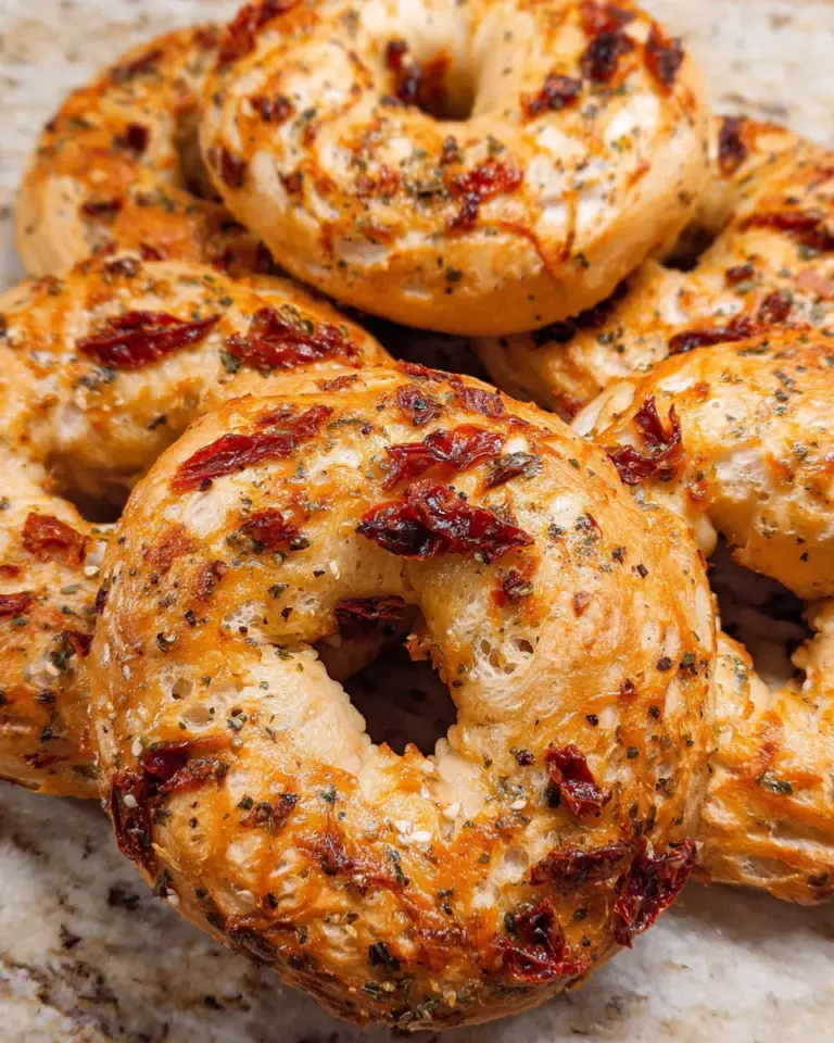 Sourdough Sun Dried Tomato Bagels with Herbs and Cheese are a must-try!