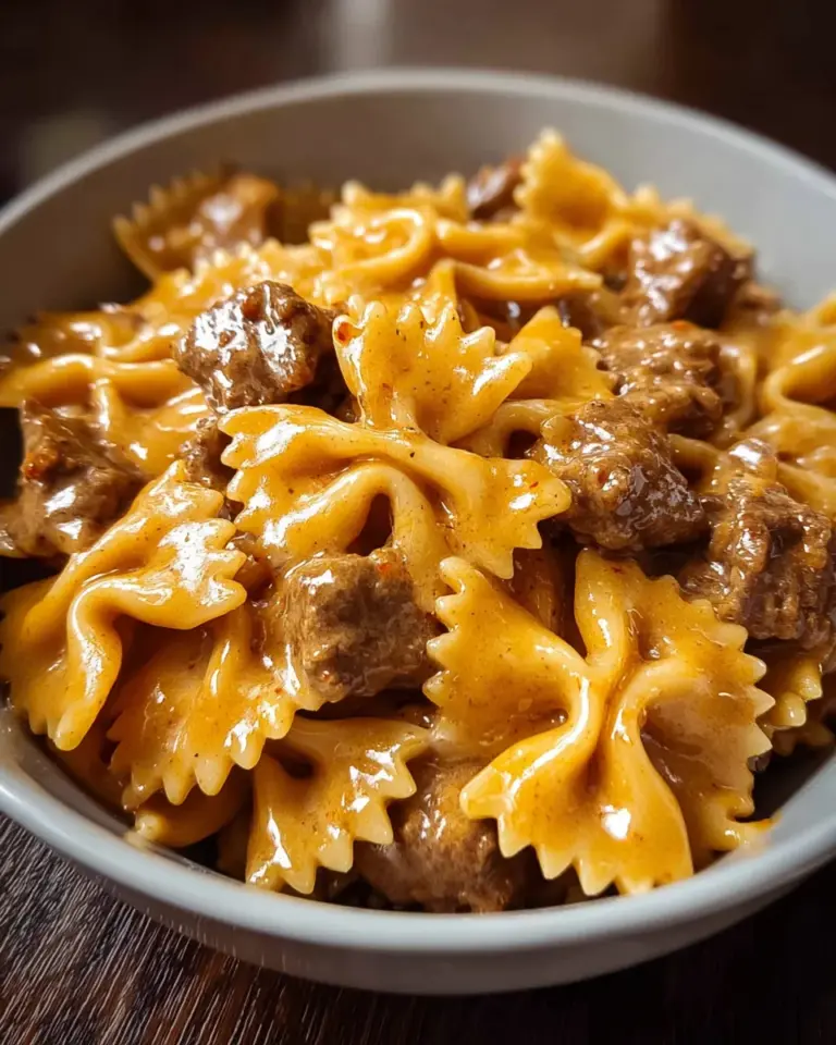 Crowd-Pleasing, Perfect Creamy Velveeta Beef and Bow Tie Pasta