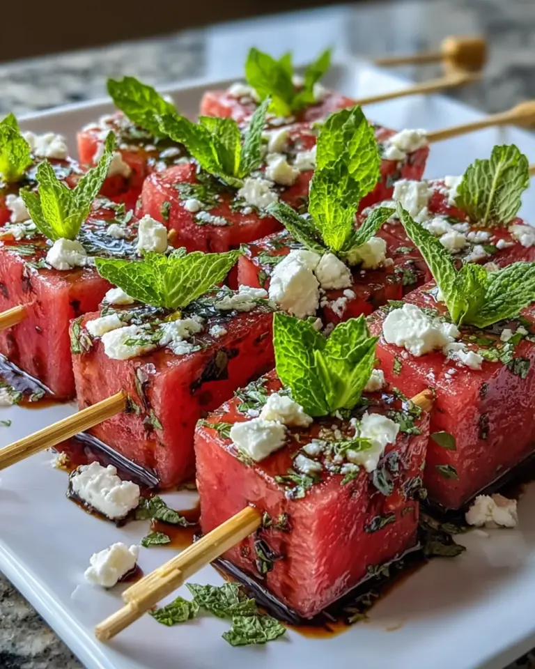 Watermelon Feta Mint Skewers