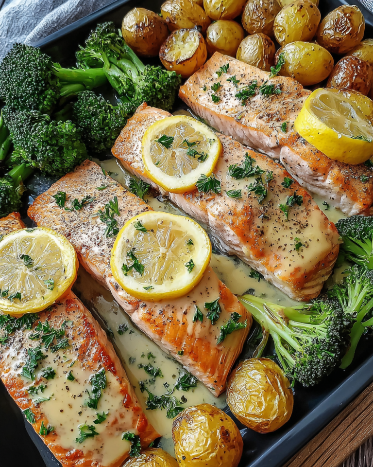 Lemon Butter Salmon Crispy Potatoes