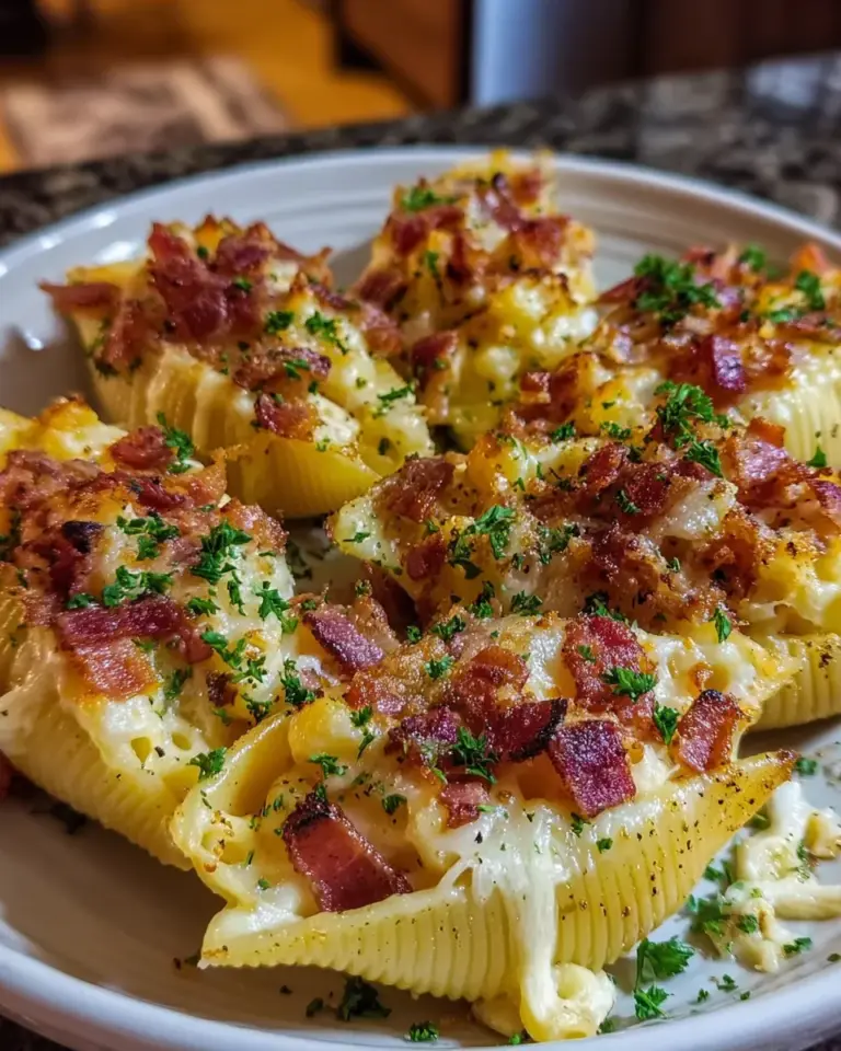 Creamy Loaded Bacon Mac and Cheese Stuffed Shells Delight!