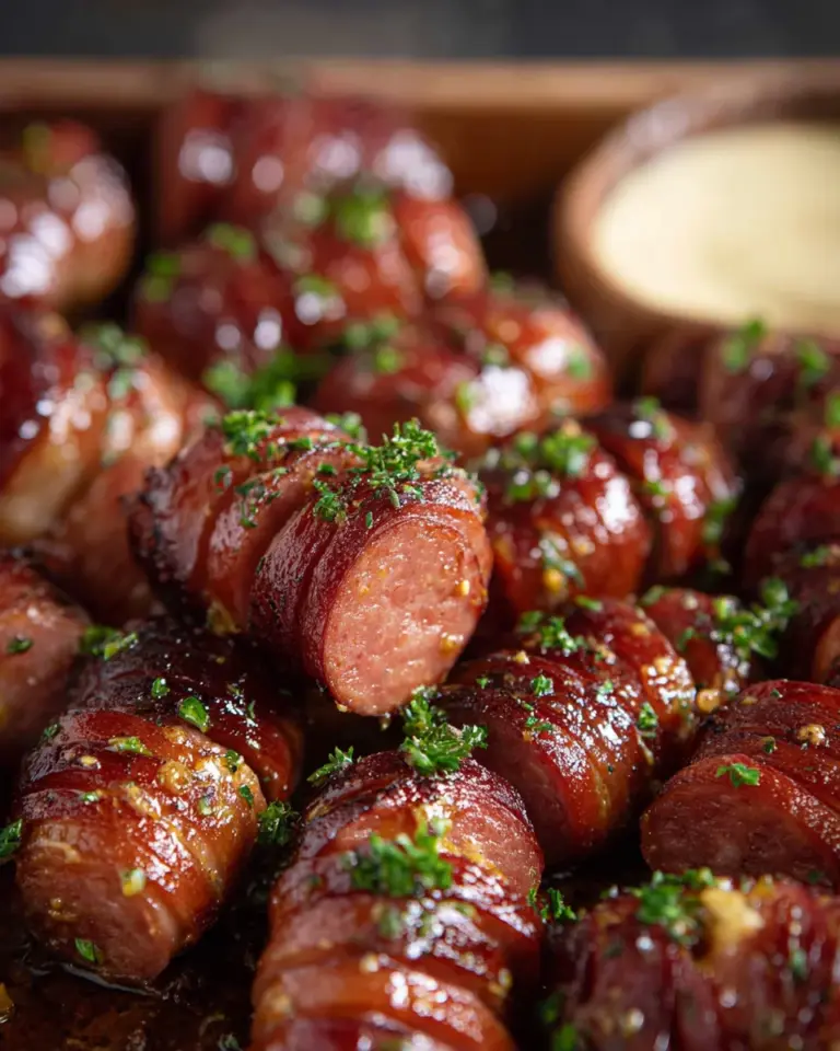 Mustard Hasselback Kielbasa Bites