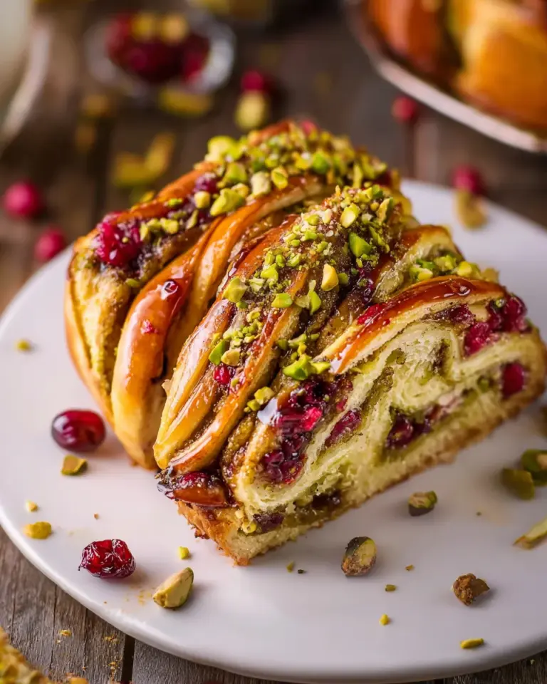 Cranberry Pistachio Babka Bread Wreath