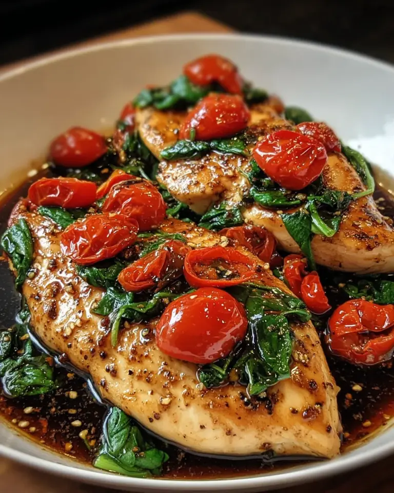 Balsamic Chicken Breast with Spinach and Tomatoes