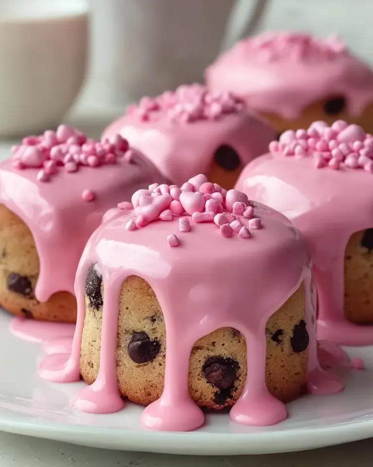 Pink Cookie Dough Mini Cakes