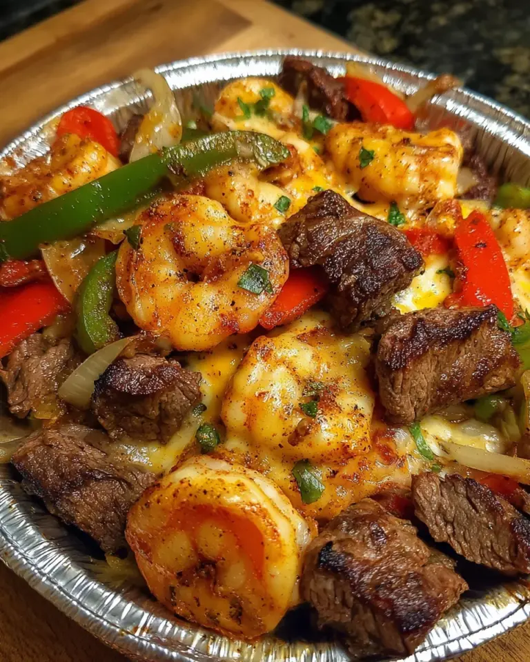 Cheesy Steak & Shrimp Skillet Bowl: A Flavorful Delight!