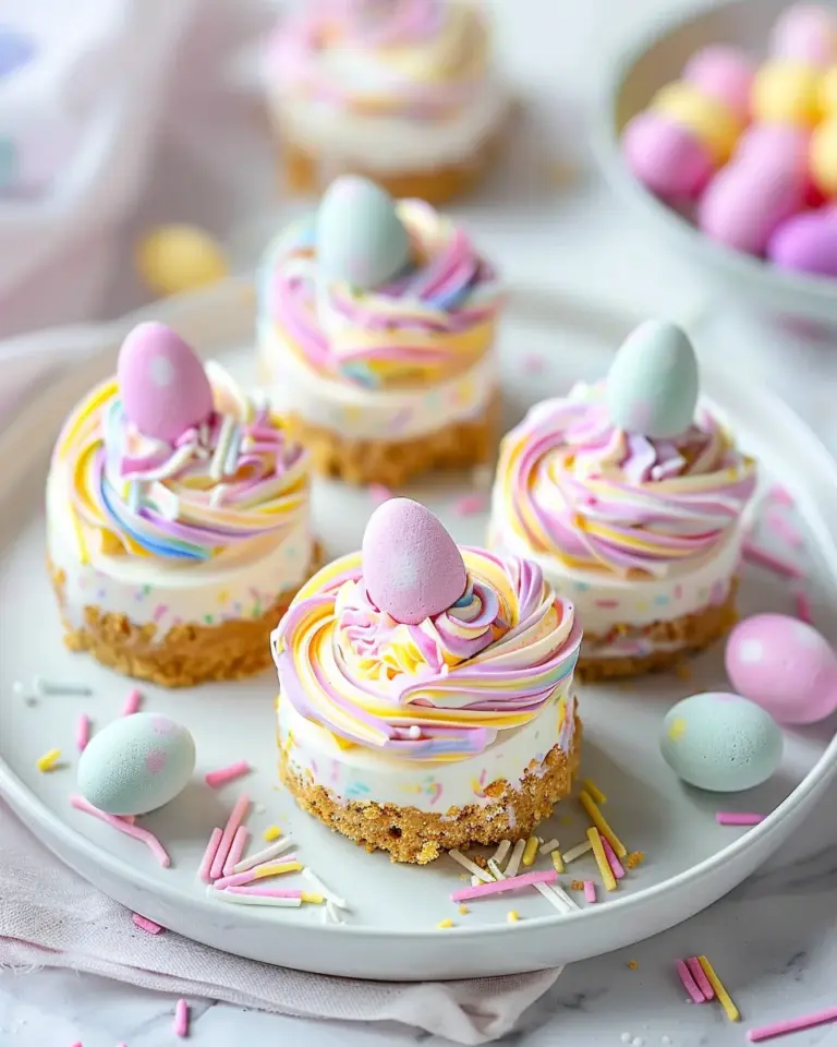 Easter No-Bake Mini Cheesecakes