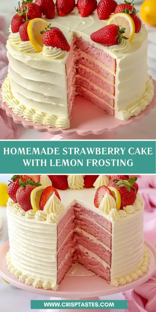 Homemade Strawberry Cake with Lemon Frosting - Crisp Tastes