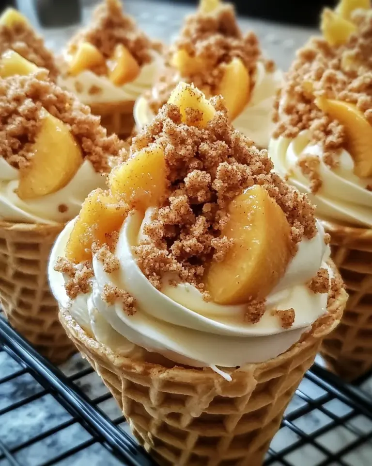 Peach Cobbler Cheesecake Cones