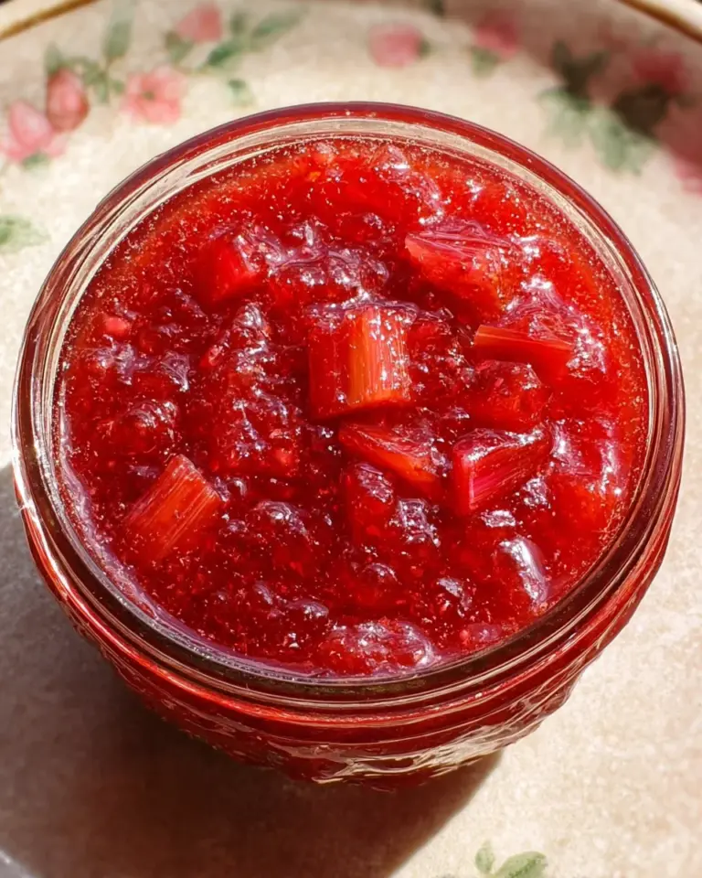 Rhubarb Sauce with Strawberry Jello