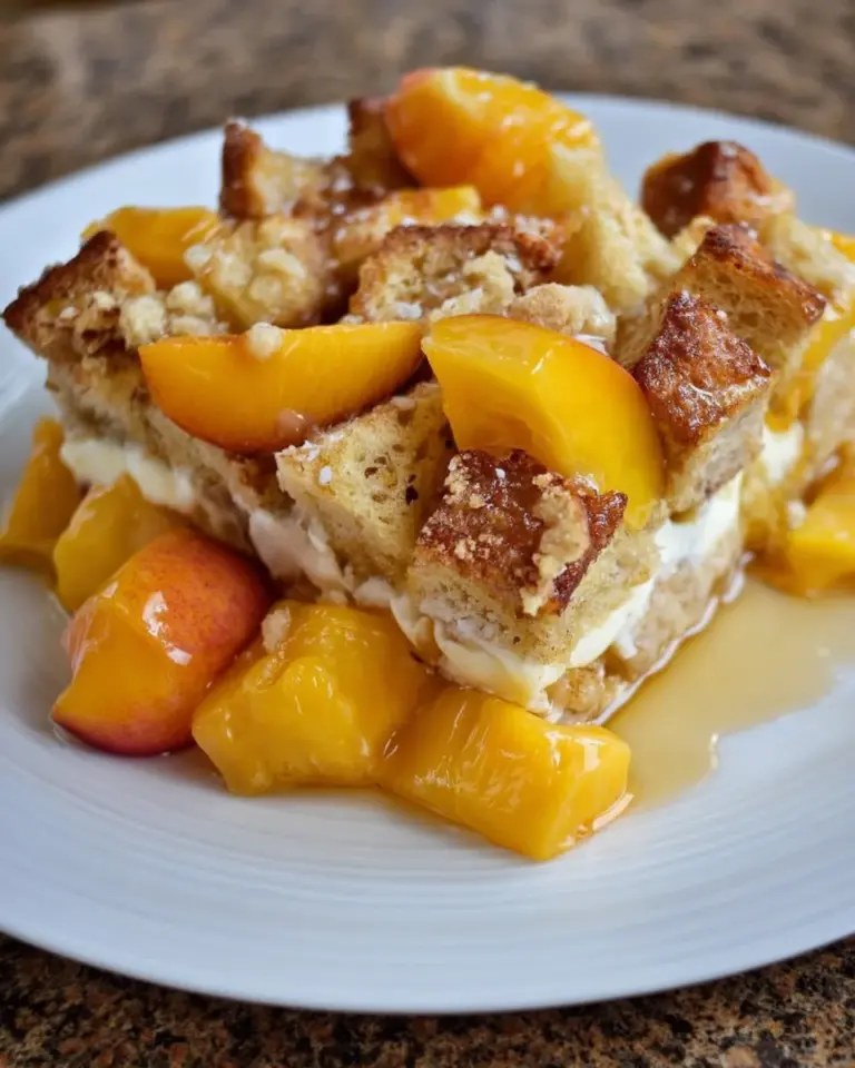 Peaches and Cream Baked French Toast