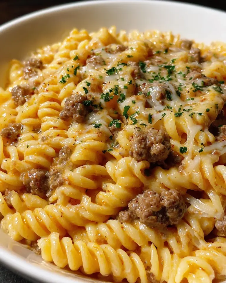 Beef and Rotini in Garlic Parmesan Sauce