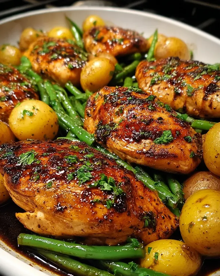 One-Pan Balsamic Chicken with Green Beans and Potatoes