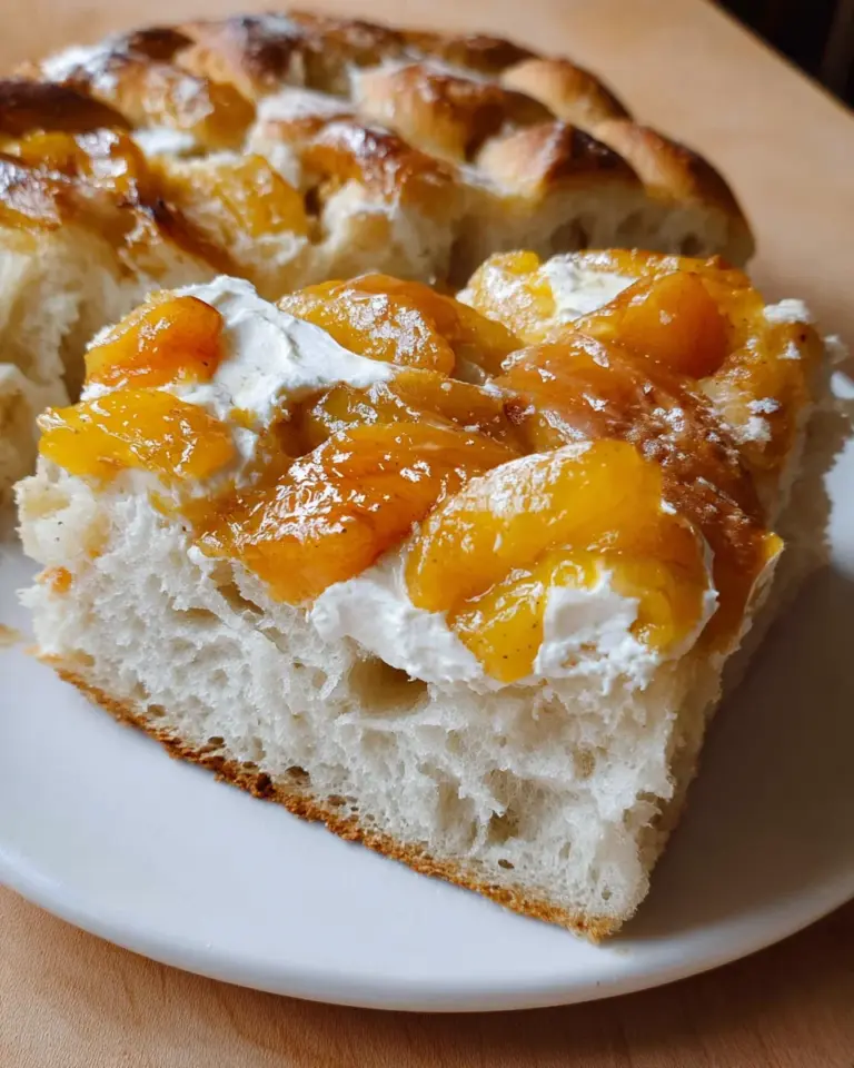 Peaches and Cream Sourdough Focaccia