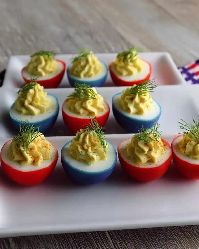 Red White and Blue Deviled Eggs